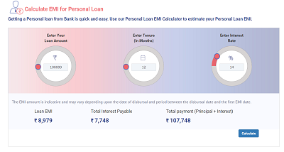 RBL Bank Personal Loan EMI  Calculator